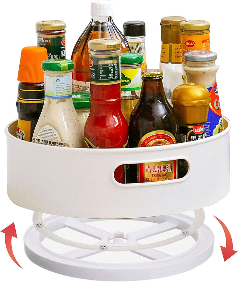 Lazy Susan Turntable ?22.5Cm X H6.4Cm Condiment Holder, Plastic Revolving Condiments Rotating Spice Rack, Kitchen Storage Unit for Cooking Oil, Ingredients, Bottles and Jars, White (Small) Home & Garden > Decor > Decorative Jars Stocomodi   