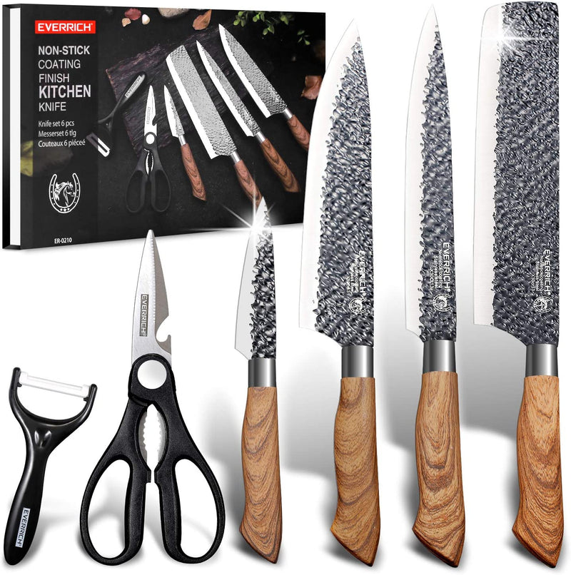 Dnifo Colorful Knife Set 8 PCS, New Heart-Shaped Hollow Non-Stick Cooking Knife Multifunctional Stainless Steel Knives Set for Kitchen, Environmental Chef Knives Set with Gift Box for Couple Gifts Home & Garden > Kitchen & Dining > Kitchen Tools & Utensils > Kitchen Knives Dnifo Wooden  
