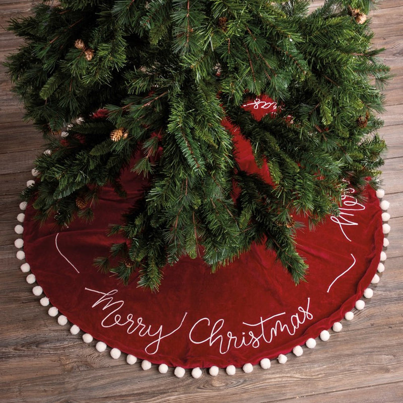 MERRY CHRISTMAS Large Velvet Tree Skirt, 52" Diameter, Primitives by Kathy Home & Garden > Decor > Seasonal & Holiday Decorations > Christmas Tree Skirts Primitives by Kathy   