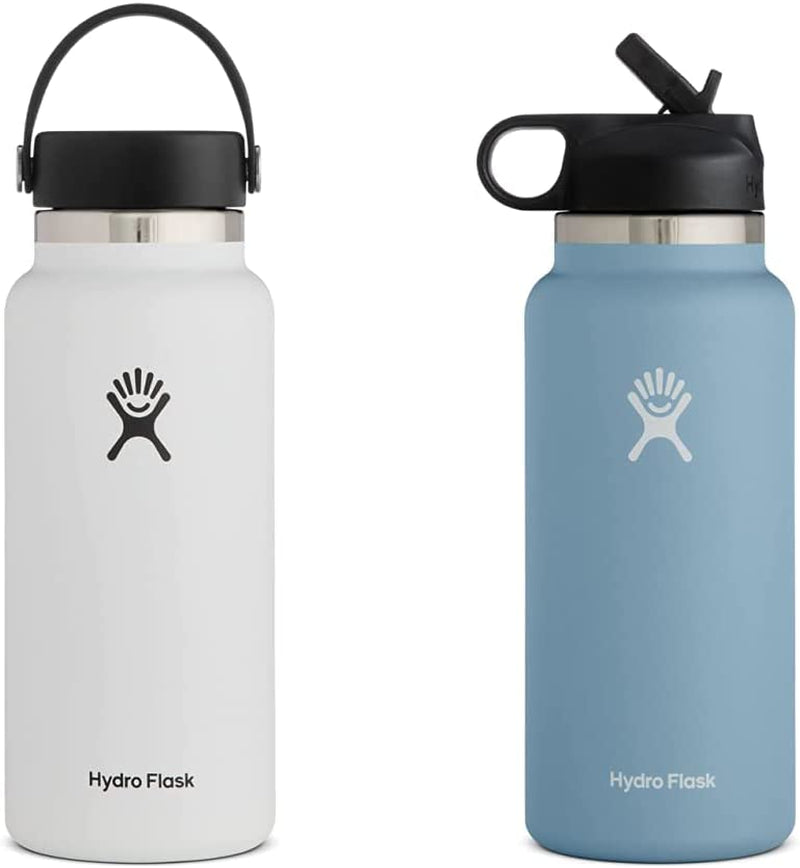 Hydro Flask Wide Mouth Bottle with Flex Cap Sporting Goods > Outdoor Recreation > Winter Sports & Activities Hydro Flask White 32 oz Bottle + Straw Lid