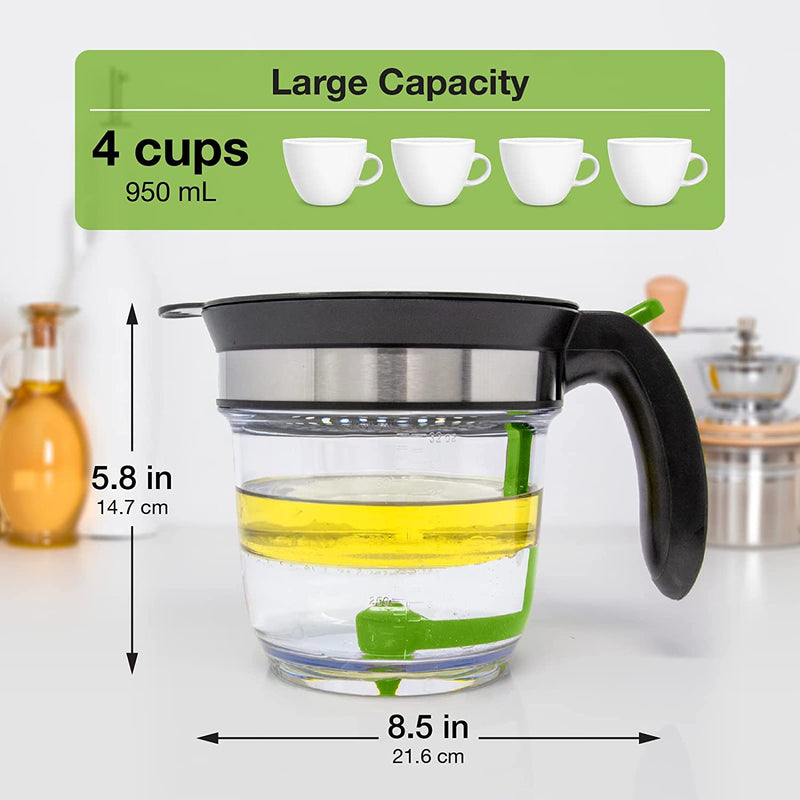 Fat Separator with Bottom Release, 4 Cup Gravy Separator for Cooking with Oil Strainer, Kitchen Gadgets Grease Separator Packaged with a 3-In-1 Multifunctional Peeler (Green) Home & Garden > Kitchen & Dining > Kitchen Tools & Utensils VONDIOR   