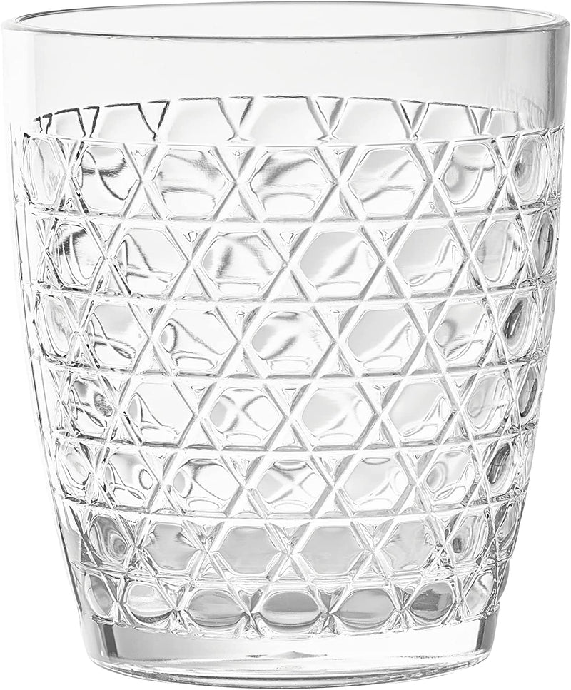 KLIFA- ANTRIM- 16 Ounce, Set of 6, Acrylic Tumbler Drinking Glasses, Bpa-Free, Stackable Plastic Drinkware, Dishwasher Safe Cups, Gray Black