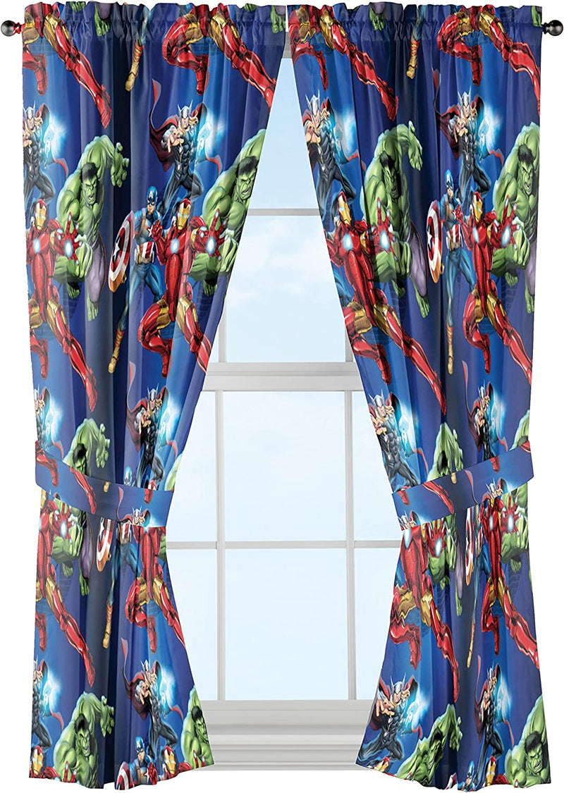 Marvel Avengers Blue Circle Microfiber Curtain Panel Pair with Tiebacks Set, 84 Inches Wide (42 Inches/Panel) 63 Inches Long Home & Garden > Decor > Window Treatments > Curtains & Drapes Jay Franco and Sons, Inc. Blue - Avengers 63 Inch 