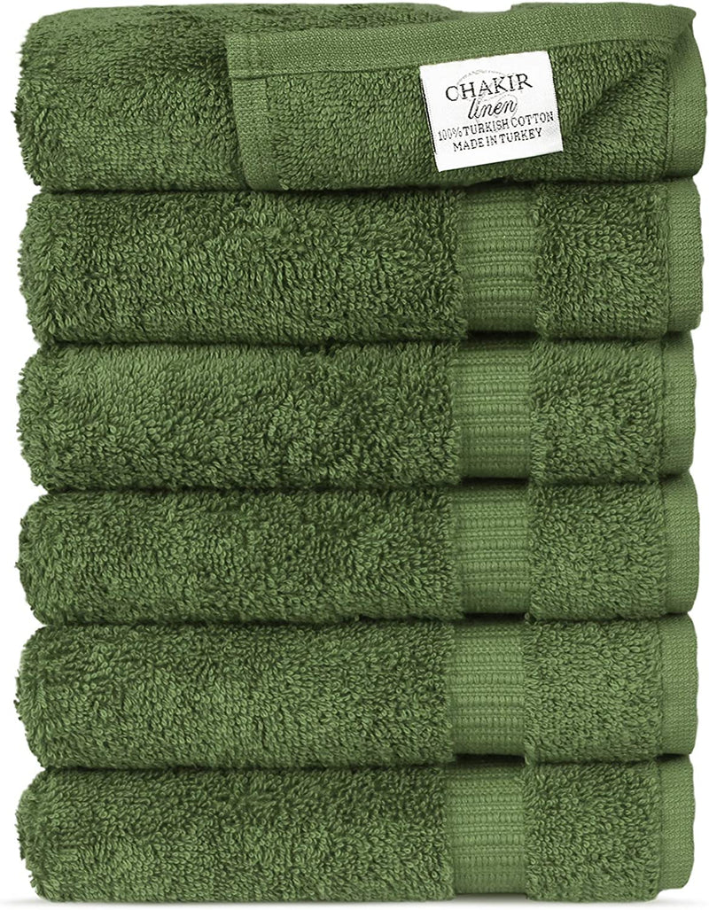 Luxury Spa and Hotel Quality Premium Turkish Cotton Washcloth Towel Set (Black) Home & Garden > Linens & Bedding > Towels Chakir Turkish Linens Moss  