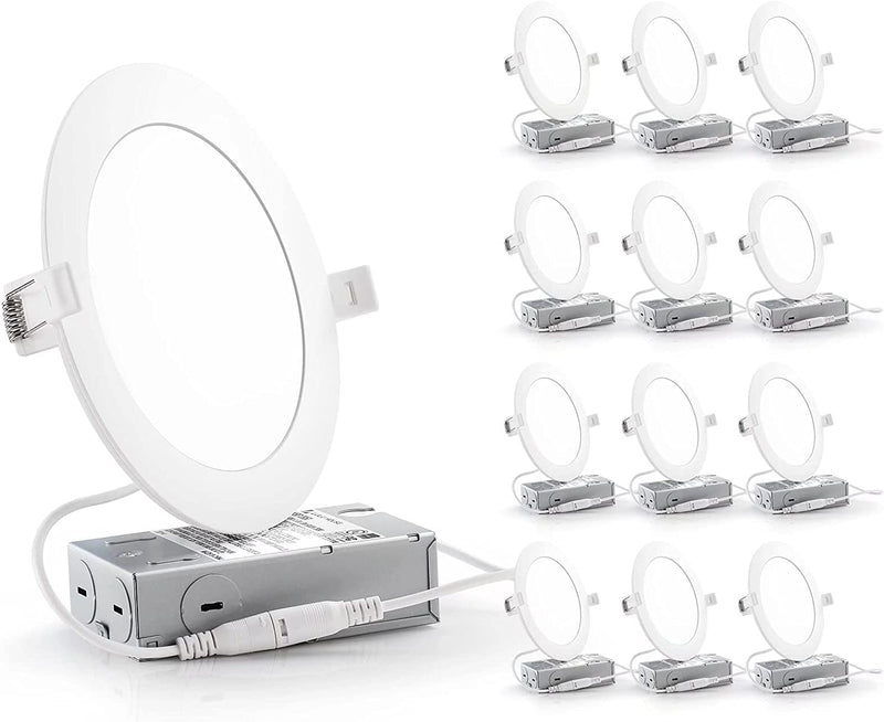 LULU HOUSE 12 Pack 6 Inch Ultra-Thin LED Recessed Ceiling Light with Junction Box,3000K Warm White,Cri90,13W 100W Eqv,1000Lm High Brightness,Dimmable Can-Killer Downlight,Ul and Energy Star Certified Home & Garden > Lighting > Flood & Spot Lights LULU HOUSE   