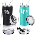 Mr and Mrs Tumbler Set of 2 Stainless Steel Travel Tumbler Ideas for Newlyweds Couples Wife Bride to Be Newly Engaged Bridal Shower, Insulated Travel Tumbler for Wedding Engagement(20 Oz, Black&White) Home & Garden > Kitchen & Dining > Tableware > Drinkware CozyHome 4 black & mint  