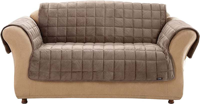 Surefit Deluxe Microban Sofa Furniture Cover, Quilted Velvet Polyester, Machine Washable, Ivory Home & Garden > Decor > Chair & Sofa Cushions SureFit Sable Loveseat 