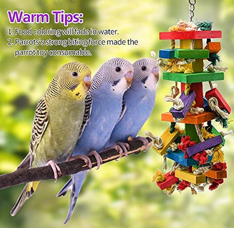 RUBY.Q Large Parrot Toy, 20In Bird Parrot Toy, Multicolored Natural Wooden Bird Chewing Toys for Large Macaws, African Grey and a Variety of Parrots (1 Pack) Animals & Pet Supplies > Pet Supplies > Bird Supplies > Bird Toys RUBY.Q   
