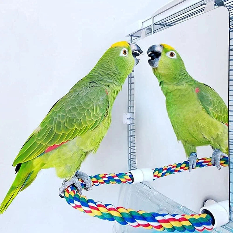 9 Inch Stainless Steel Bird Mirror with Rope Perch, Bird Swing Toys Accessories for Parrot Conure Lovebirds Finch Canaries Animals & Pet Supplies > Pet Supplies > Bird Supplies > Bird Toys hqclothingbox   