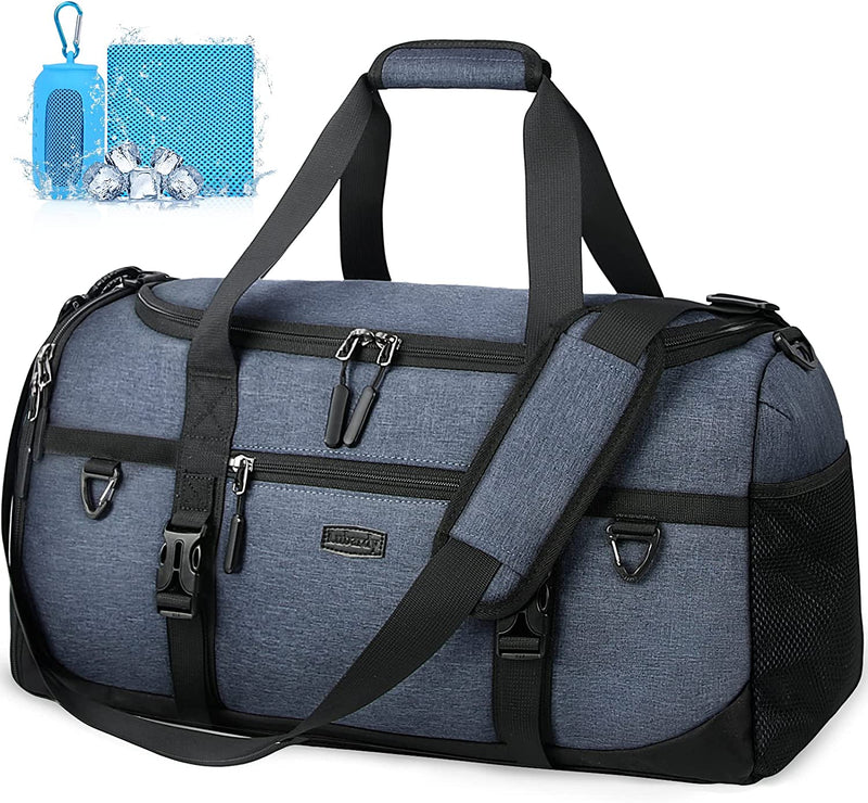 Gym Duffle Bag for Men 40L Waterproof Large Sports Bag with Quick-Drying Towel Travel Duffel Bags with Shoes Compartment and Wet Pocket Weekender Overnight Bag Men Women, Black Home & Garden > Household Supplies > Storage & Organization Lubardy blue 55L 