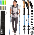 Foxelli Trekking Poles – 2-Pc Pack Collapsible Lightweight Hiking Poles, Strong Aircraft Aluminum Adjustable Walking Sticks with Natural Cork Grips and 4 Season All Terrain Accessories Sporting Goods > Outdoor Recreation > Winter Sports & Activities Foxelli Blue  
