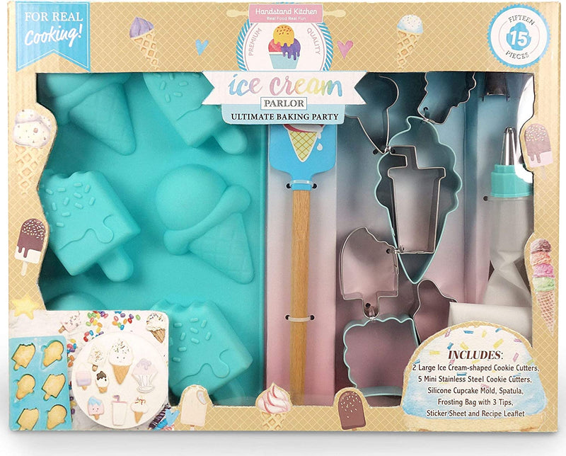 Handstand Kitchen Rainbows and Unicorns 15-Piece Ultimate Baking Party with Recipes Home & Garden > Kitchen & Dining > Cookware & Bakeware Handstand Kids, LLC Ice Cream Parlor  