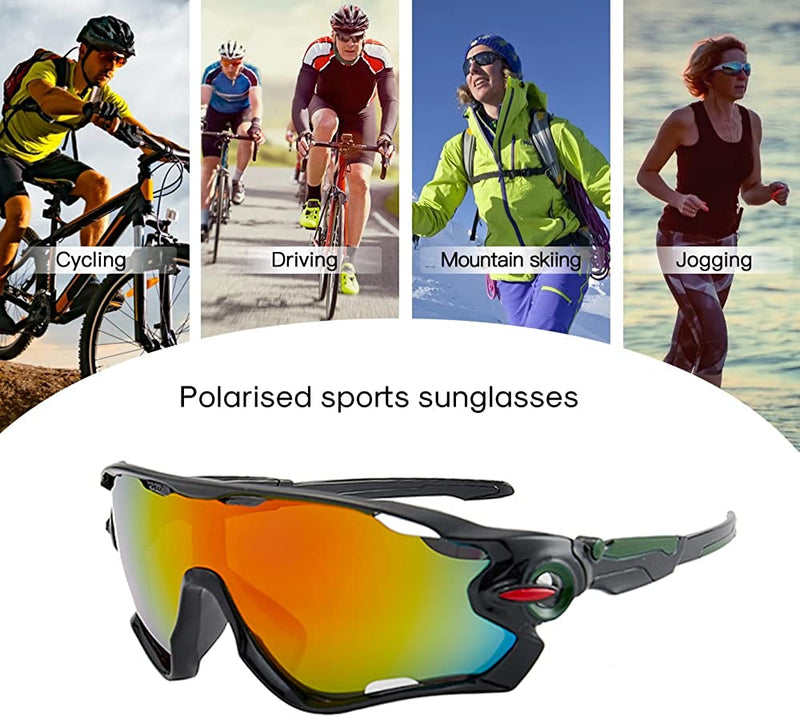 UV400 Polarized Sports Sunglasses 2021 for Men Women Running Riding Driving Fishing Goggles Male Bicycle Eyewear Cyclist Eyes Lenses (BLACK) Sporting Goods > Outdoor Recreation > Cycling > Cycling Apparel & Accessories Valaviber   