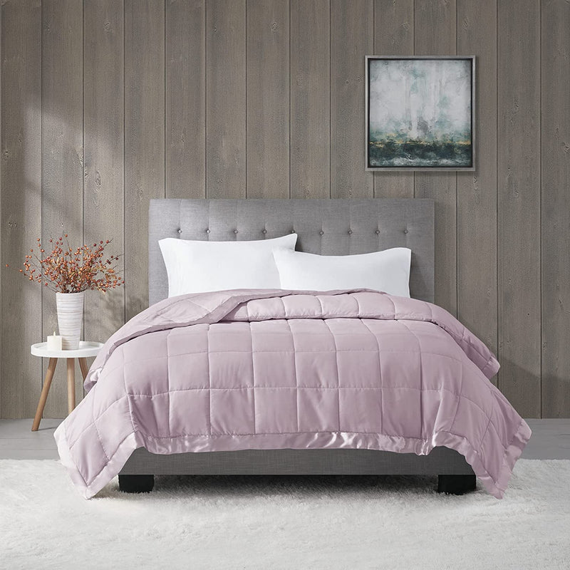 Madison Park Cambria down Alternative Blanket, Premium 3M Scotchgard Stain Release Treatment All Season Lightweight and Soft Cover for Bed with Satin Trim, Oversized Full/Queen, Aqua Home & Garden > Linens & Bedding > Bedding > Quilts & Comforters Madison Park Lilac Full/Queen 