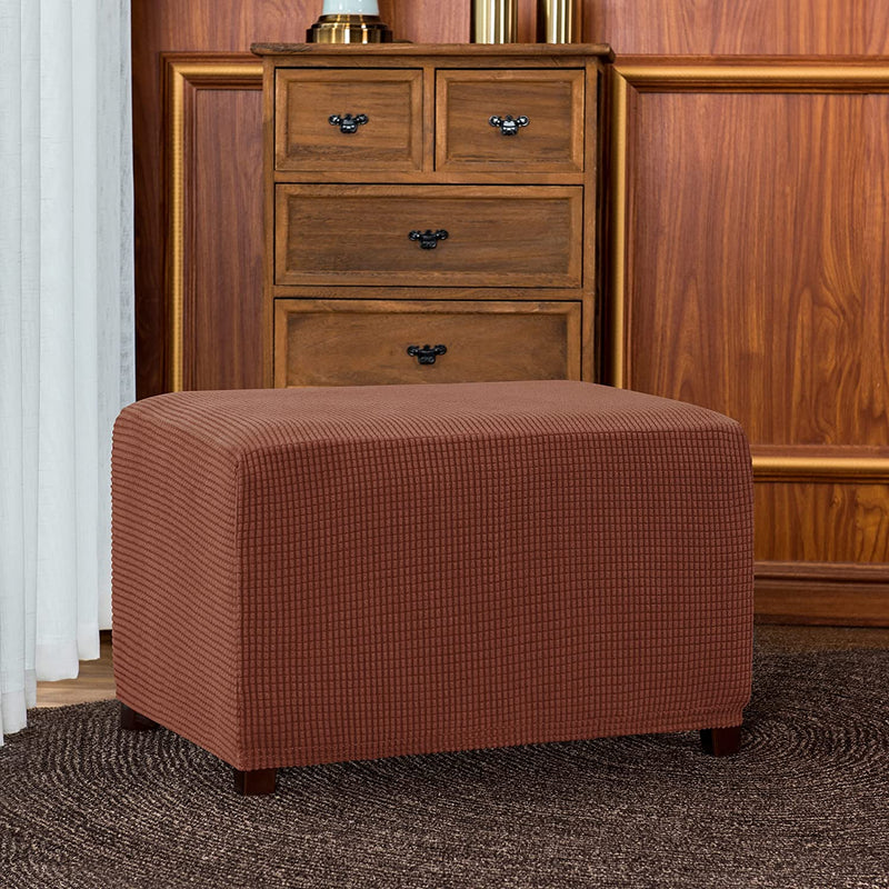 Subrtex Stretch Storage Ottoman Slipcover Protector Oversize Spandex Elastic Rectangle Footstool Sofa Slip Cover for Foot Rest Stool Furniture in Living Room (XL, Brick) Home & Garden > Decor > Chair & Sofa Cushions SUBRTEX   