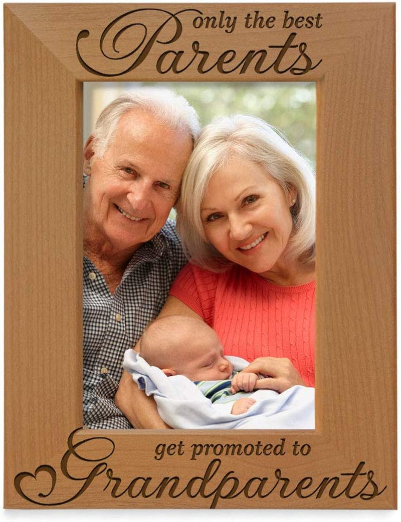KATE POSH - Only the Best Parents Get Promoted to Grandparents Picture Frame - Engraved Natural Wood Photo Frame - Grandma Gifts, Grandpa Gifts, for Grandparents (4X6-Horizontal) Home & Garden > Decor > Picture Frames KATE POSH 5x7-Vertical  