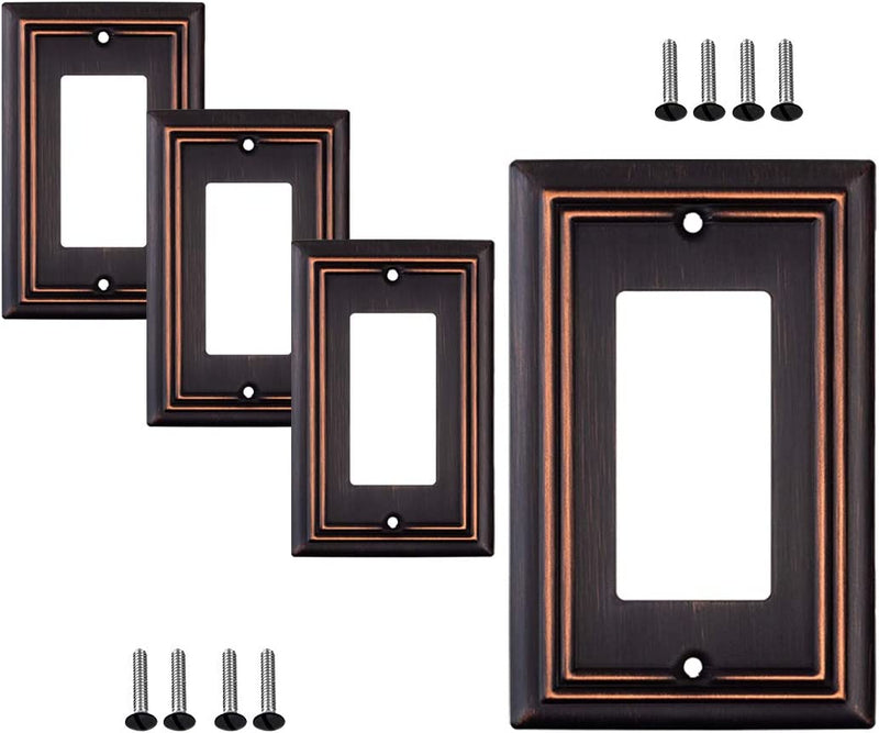 Pack of 4 Wall Plate Outlet Switch Covers by SLEEKLIGHTING | Decorative Oil Rubbed Bronze | Variety of Styles: Decorator/Duplex/Toggle / & Combo | Size: 1 Gang Decorator Sporting Goods > Outdoor Recreation > Fishing > Fishing Rods SLEEKLIGHTING 1 Decorator  