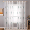 MIULEE 2 Panels Leaves Embroidery Sheer Curtains Grommet Window Curtain Semi Voile Drapes Panels for Living Room Bedroom 54" W X 84" L (White and Blue) Home & Garden > Decor > Window Treatments > Curtains & Drapes MIULEE Blue 54''W x 63''L 