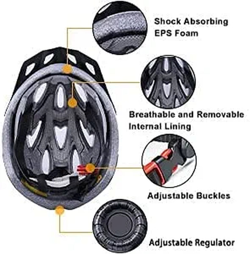 Shinmax Bike Helmet with Sun Visor,Cpsc/Cpc/Ce Certificated Bicycle Helmet with Quick Release Chin Stripe&Removable Inner Pads Lightweight Mountain Bike Helmet Cycling Helmet for Adult Men Women Sporting Goods > Outdoor Recreation > Cycling > Cycling Apparel & Accessories > Bicycle Helmets Shinmax   