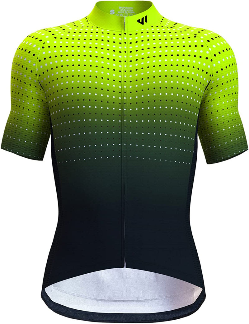 Lo.Gas Cycling Jersey Men Short Sleeve Bike Biking Shirts Full Zip with Pockets Road Bicycle Clothes Sporting Goods > Outdoor Recreation > Cycling > Cycling Apparel & Accessories Lo.gas 05 Gradient Green Black X-Large 