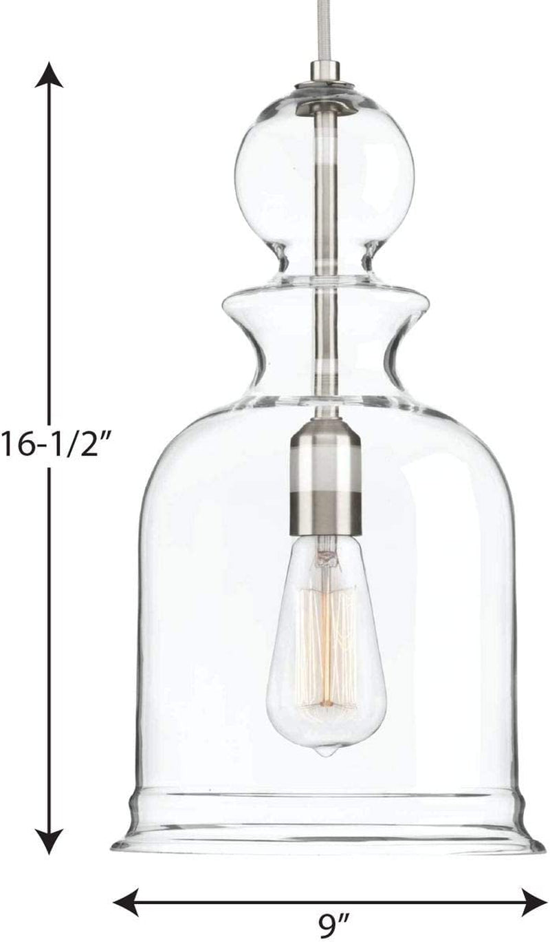 Staunton Collection 1-Light Clear Glass Global Pendant Light Brushed Nickel Home & Garden > Lighting > Lighting Fixtures Progress Lighting   