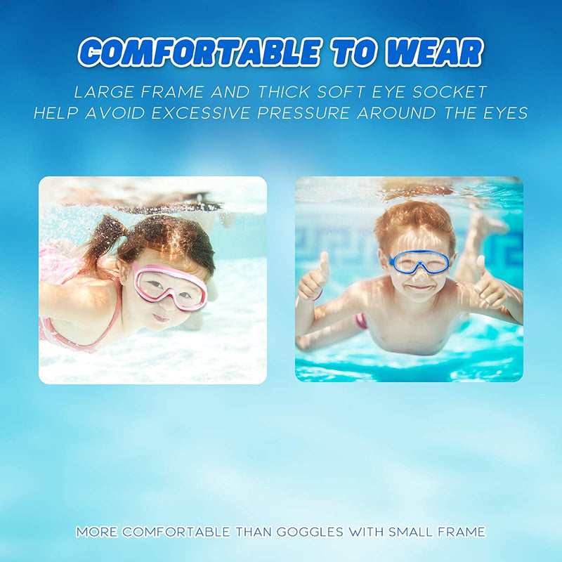KAILIMENG Kids Swim Goggles, 2 Pack Swimming Goggles for Age 3-15, Anti-Fog Anti-Uv Cear Wide View Sporting Goods > Outdoor Recreation > Boating & Water Sports > Swimming > Swim Goggles & Masks KAILIMENG   