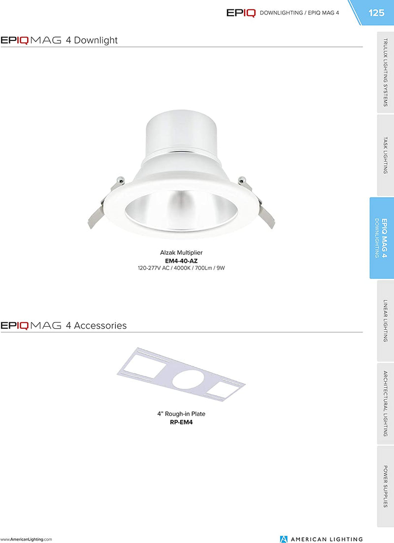 American Lighting 8W Epiq Mag 4 LED Downlight, 3000K Color Temp, 4", White Home & Garden > Lighting > Flood & Spot Lights American Lighting   