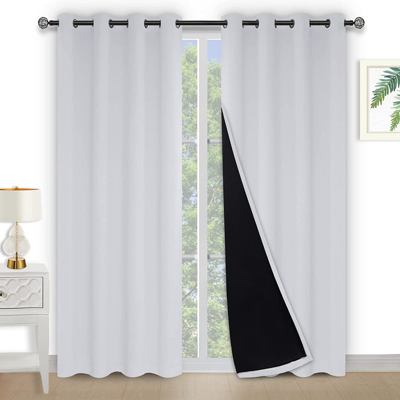 Kinryb Halloween 100% Blackout Curtains Coffee 72 Inche Length - Double Layer Grommet Drapes with Black Liner Privacy Protected Blackout Curtains for Bedroom Coffee 52W X 72L Set of 2 Home & Garden > Decor > Window Treatments > Curtains & Drapes Kinryb Greyish White W52" x L95" 