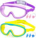 KAILIMENG Kids Swim Goggles, 2 Pack Swimming Goggles for Age 3-15, Anti-Fog Anti-Uv Cear Wide View Sporting Goods > Outdoor Recreation > Boating & Water Sports > Swimming > Swim Goggles & Masks KAILIMENG 2a.purple & Blue Yellow  