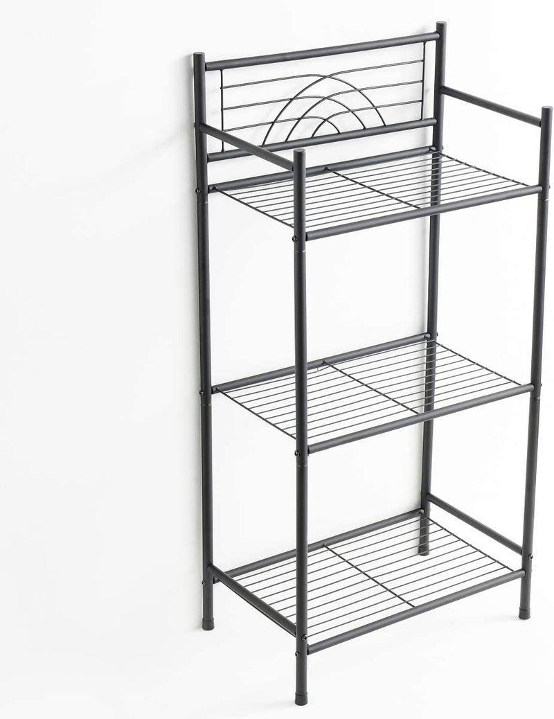 L&H UNICO 3-Tier Free Standing Wire Rack Durable Metal Shelving Storage Unit for Bathroom Laundry Kitchen Office, Black