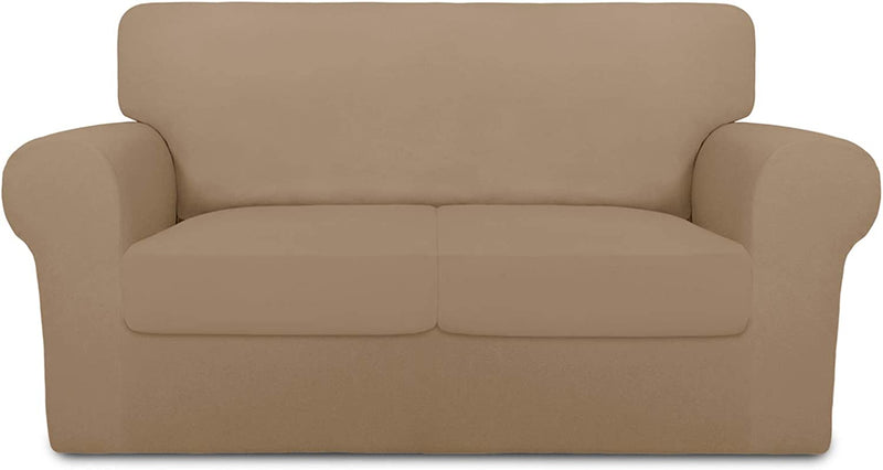 Purefit 4 Pieces Super Stretch Chair Couch Cover for 3 Cushion Slipcover – Spandex Non Slip Soft Sofa Cover for Kids, Pets, Washable Furniture Protector (Sofa, Brown) Home & Garden > Decor > Chair & Sofa Cushions PureFit Camel Medium 