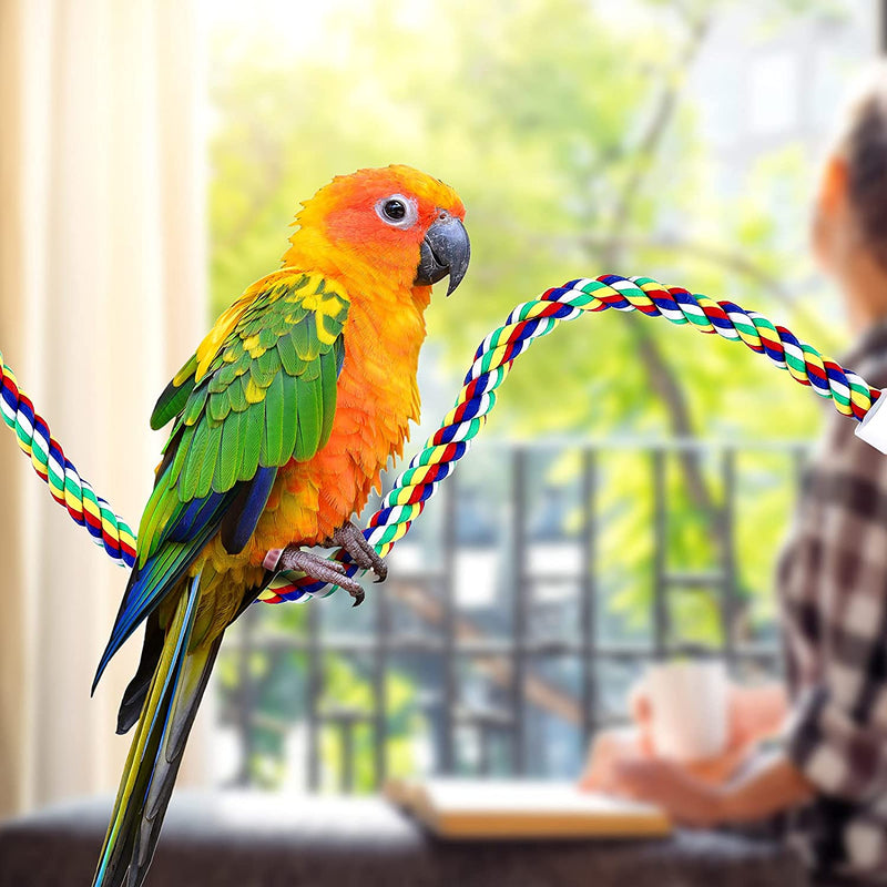 Weewooday 2 Pieces Toy Bird Rope Perches Climbing Rope Bungee Bird Toys Rope Perch Stand Cage Rope Comfy Perch Parrot Toys for Parrot, Parakeets Cockatiels, Conures (31.5 Inch)
