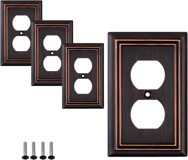 Pack of 4 Wall Plate Outlet Switch Covers by SLEEKLIGHTING | Decorative Oil Rubbed Bronze | Variety of Styles: Decorator/Duplex/Toggle / & Combo | Size: 1 Gang Decorator Sporting Goods > Outdoor Recreation > Fishing > Fishing Rods SLEEKLIGHTING 1 Duplex  