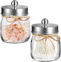 Sheechung Apothecary Jars Set,Mason Jar Decor Bathroom Vanity Storage Organizer Canister,Premium Glass Qtip Holder Dispenser for Cotton Swabs,Ball-Stainless Steel Lid (Black, 2-Pack) Home & Garden > Household Supplies > Storage & Organization SheeChung Brushed Nickel  