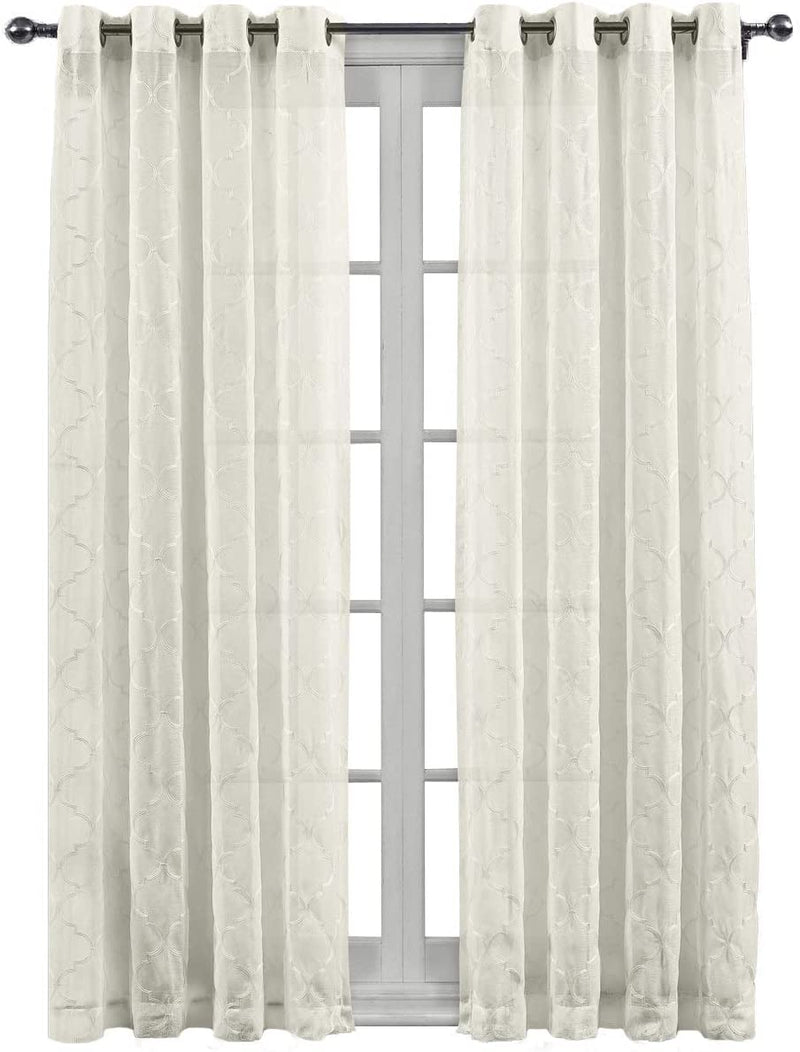 Sheetsnthings Embroidered Brook 108-Inch Wide X 108-Inch Long, Set of 2 Grommet Top Sheer Window Curtains, White Home & Garden > Decor > Window Treatments > Curtains & Drapes Wholesalebeddings Miller- Beige Set of 2, (54"W x 96"L) Each 