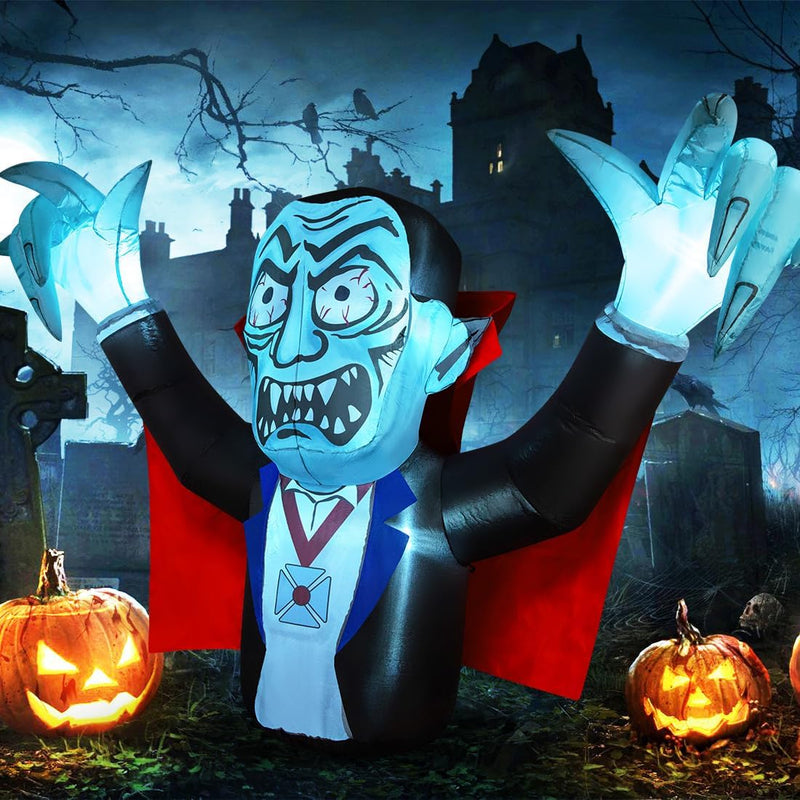 GOOSH 6.8 FT Halloween Inflatables Outdoor Decorations Vampire with Red Cloak, Halloween Blow up Yard Decoration with Build-In LED Lights for Garden, Lawn, Yard, and Party  GOOSH   