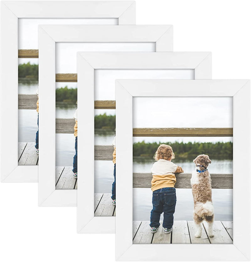 Golden State Art, 8X10 White Picture Frame Made of 100% Solid Pine Wood and Tempered Glass, Display for 8X10 Picture without Mat (Windows 7.5X9.5 Inch)-Table Top or Wall Display, 1 Pack Home & Garden > Decor > Picture Frames Golden State Art White 5x7 (4 Pack) 
