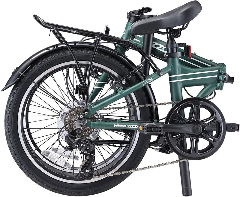 Zizzo Forte Heavy Duty Folding Bike-Lightweight Aluminum Frame Genuine Shimano 20-Inch Folding Bike with Fenders, Rack and 300 Lbs Weight Limit Sporting Goods > Outdoor Recreation > Cycling > Bicycles ZIZZO   
