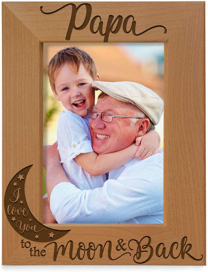 KATE POSH Papa I Love You to the Moon and Back Natural Wood Engraved Picture Frame. Best Grandpa Ever, Father'S Day, Papa Gifts for Birthday, from New Baby, Grandparent'S Day (4X6-Vertical) Home & Garden > Decor > Picture Frames KATE POSH 5x7-Vertical  