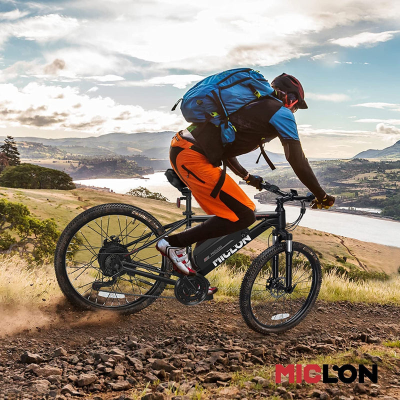 MICLON Cybertrack 100 Electric Bike for Adults, 2X Faster Charge, 350W BAFANG Motor, 36V 10.4AH Removable Battery, 20MPH 26'' Mountain Ebike, Shimano 21 Speed, Suspension Fork, LED Display Sporting Goods > Outdoor Recreation > Cycling > Bicycles MICLON   