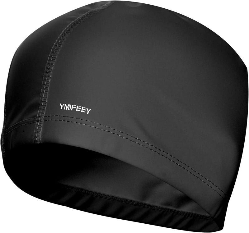 Swimming Pool Swimming Cap for Adults Soft PU Fabric Swimming Cap for Unisex Adult Men Women Sporting Goods > Outdoor Recreation > Boating & Water Sports > Swimming > Swim Caps YMIFEEY 1 Black  
