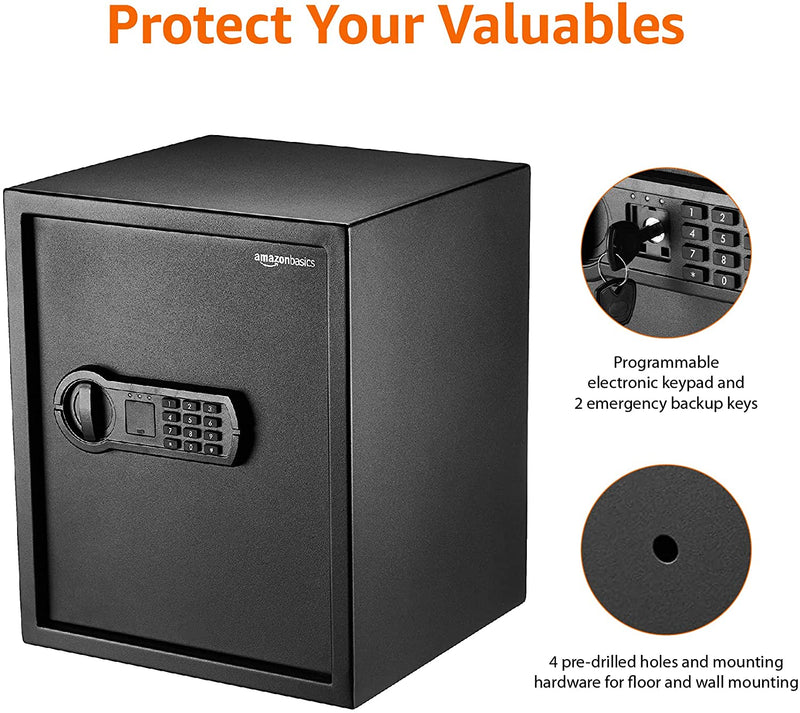 Steel Home Security Safe with Programmable Keypad - Secure Documents, Jewelry, Valuables - 1.52 Cubic Feet, 13.8 X 13 X 16.5 Inches, Black Home & Garden > Household Supplies > Storage & Organization KOL DEALS   