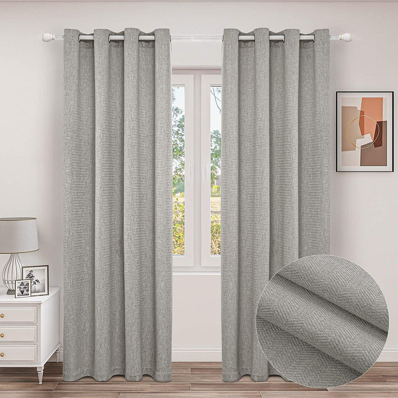 MINGSHIRE Long Curtains Window Blinds with Brushed Zigzag Pattern Bronze Rings Top, Room Darkening / Energy Saving for Guest Room, Light Grey, W52 X H84 Inch, 2 Pcs Home & Garden > Decor > Window Treatments > Curtains & Drapes MINGSHIRE Light Grey W52 x L84|Pair 