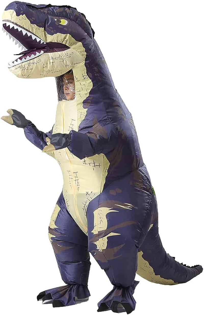 Mxosum Inflatable T-Rex Costume for Adult Blow up Dinosaur Costume Funny Dino Halloween Costume Party Cosplay Costume  LOMON CARTOON Gray  