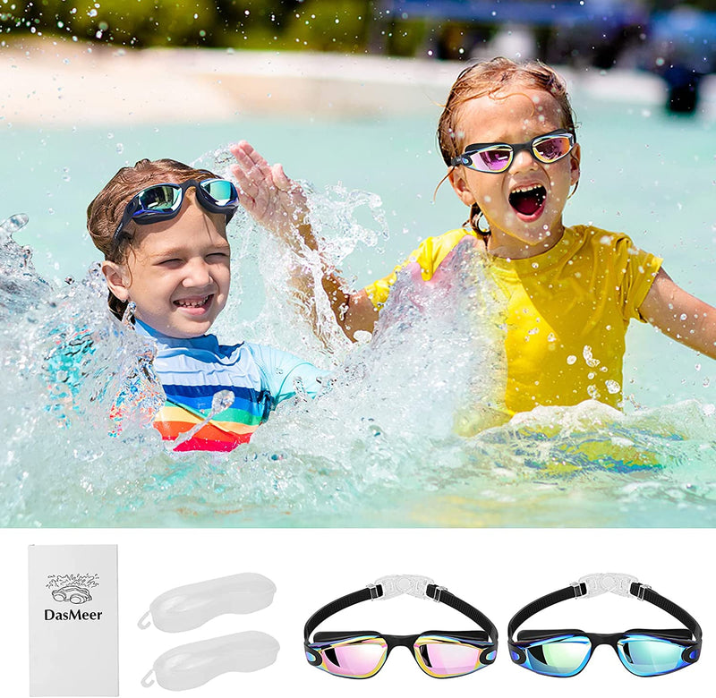 Dasmeer Kids Swim Goggles 2 Pack Swimming Goggles with Anti-Uv Fog No Leaking