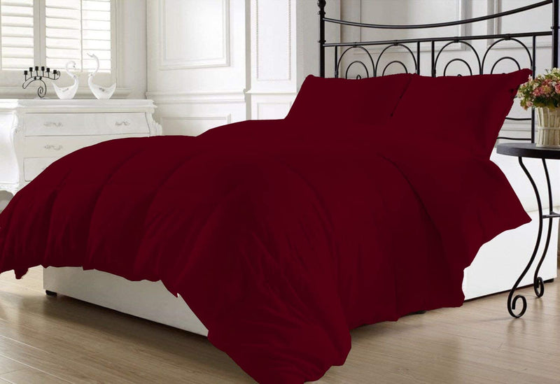 Gokoco Comforter - 100% Egyptian Cotton 600 Thread Count 400GSM Fiber Fill 3Pcs Comforter Set, Queen/Full Size (90" X 90") Inch, Burgundy Solid