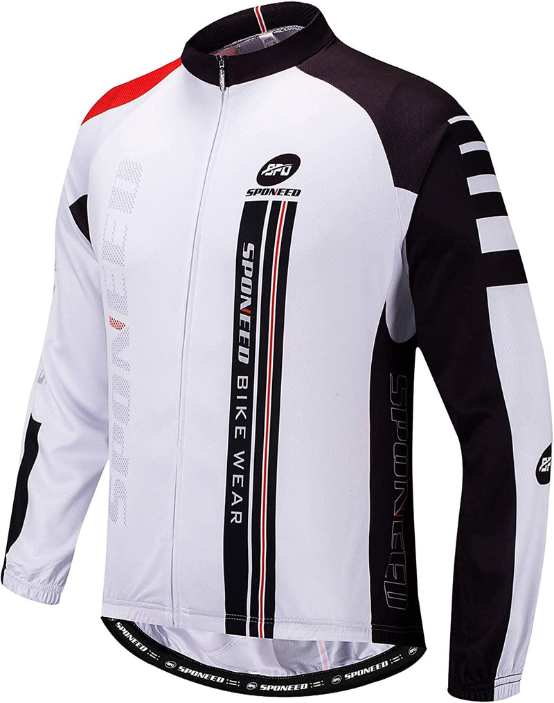 Sponeed Men'S Bicycle Shirts Long Sleeve Biker Jerseys Full Zipper Winter Cycling Gear Breathable Sporting Goods > Outdoor Recreation > Cycling > Cycling Apparel & Accessories Sentibery White XX-Large 