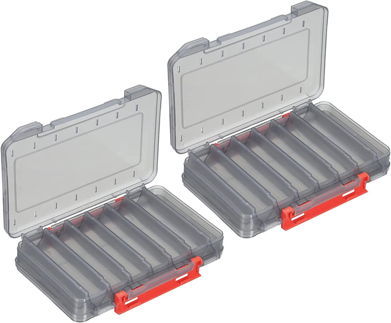 PATIKIL Two-Sided Plastic Box Fishing Lure Storage Container, 2 Pack 14 Grids Fish Tackle Organizer, Light Gray Sporting Goods > Outdoor Recreation > Fishing > Fishing Tackle PATIKIL Gray  
