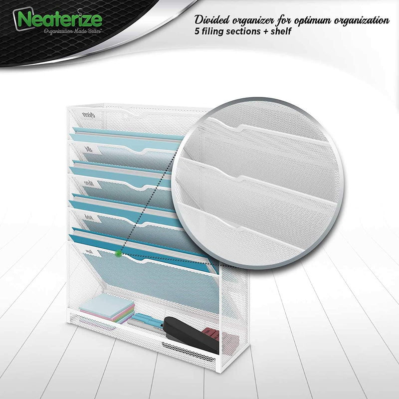 Mail Organizer for Wall - Heavy-Duty Mesh Hanging File Organizer. Wall Organizer for Papers, Folders, Files Clipboard & Magazine Organization. Great for Home, Office Classroom or Doctor. (White)