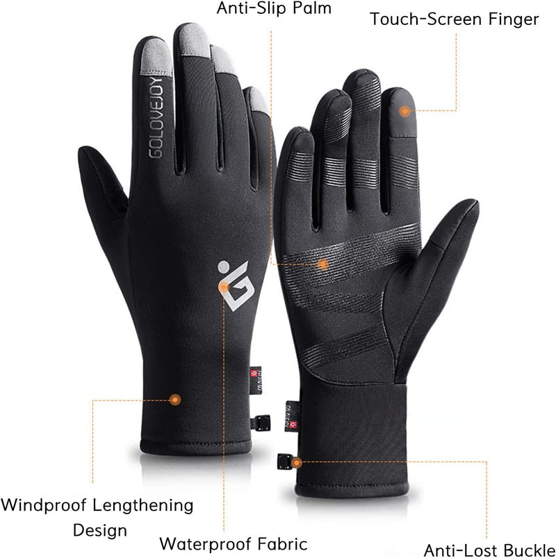 Men Winter Touchscreen Gloves Anti-Slip Fleece Waterproof Thermal Sport Gloves Sporting Goods > Outdoor Recreation > Boating & Water Sports > Swimming > Swim Gloves MengK   